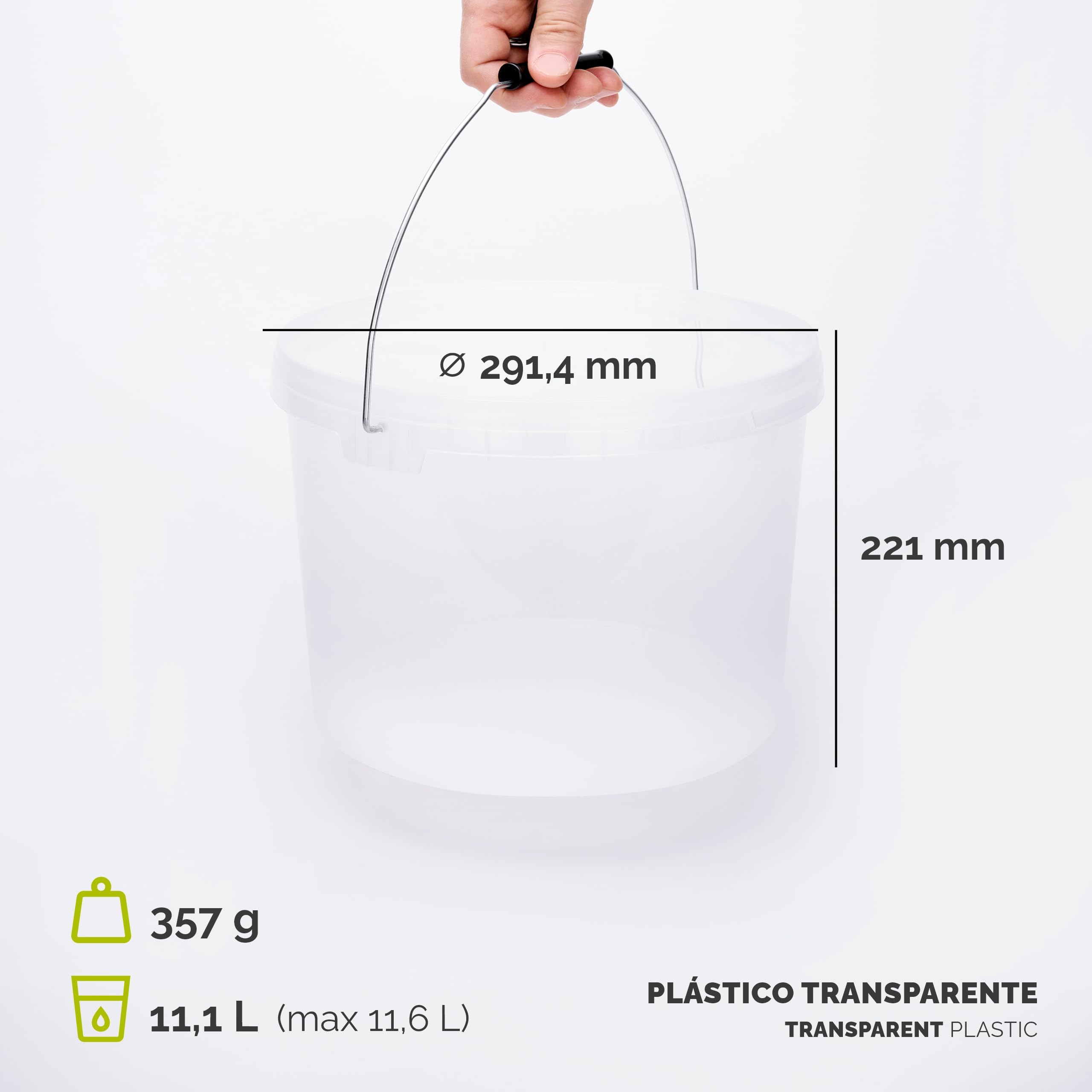 Garronda Cubo con Tapa 10 L 10 Piezas Transparente GD-0072 | Para el Almacenamiento de Alimentos y Productos Químicos