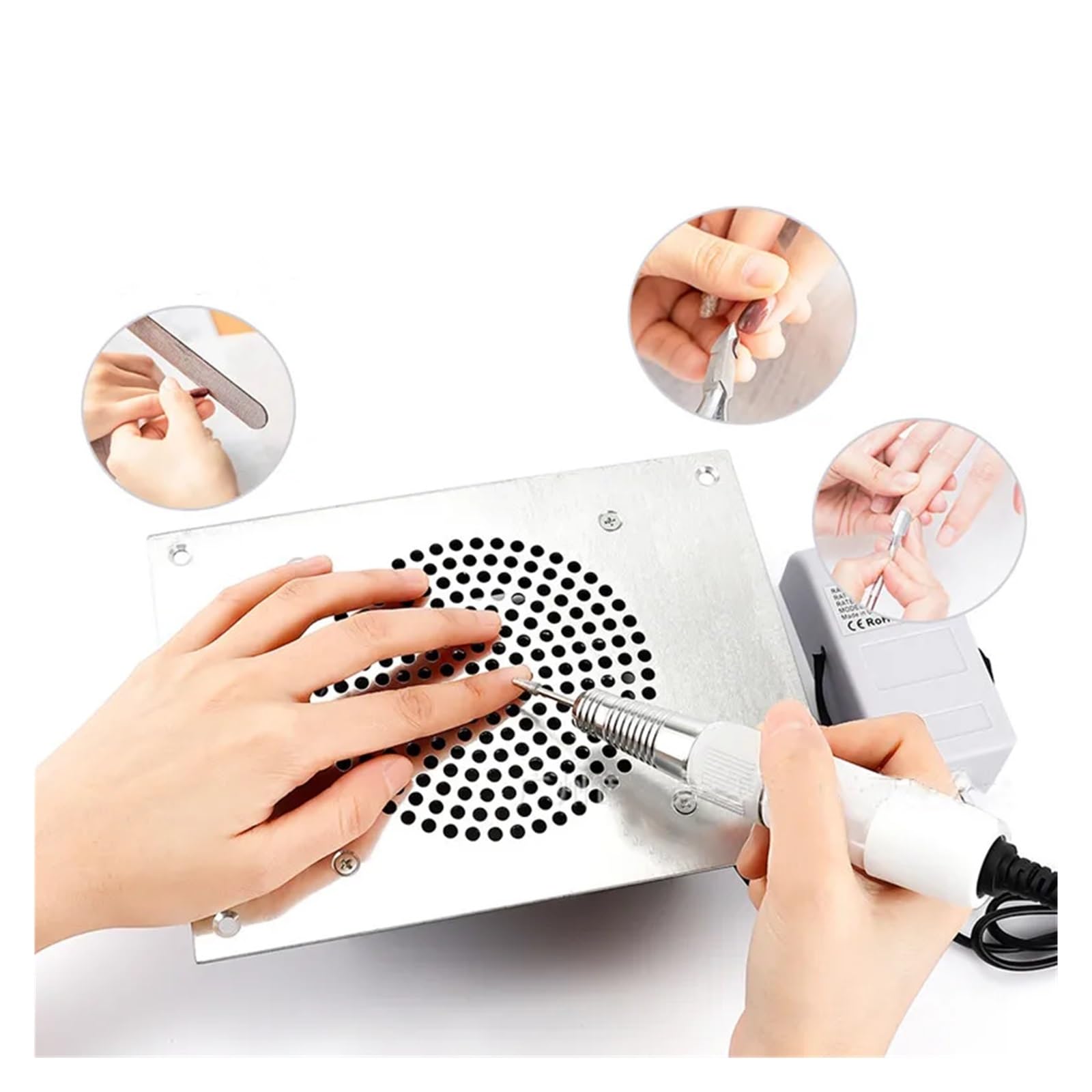 Zbieracz pyłu do paznokci, Odkurzacz stołowy do Manicure Wydajny odsysacz do paznokci Odkurzacz do paznokci Sprzęt do paznokci Manicure Art Narzędzia do pielęgnacji