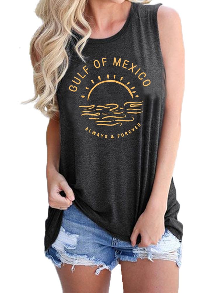 SurBepo Womens Tank Tops Loose Fit Summer T Shirts Sleeveless Graphic Tees Tunic Blouses