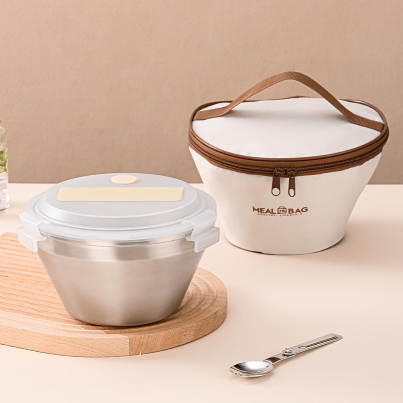 Contenitore Termico Pranzo Bento Box Contenitore Scatola Porta Vivande Doppio Strato per Riso Pasta Insalate Separate Coperchio Bloccabile con Sfiato, Array, Blu