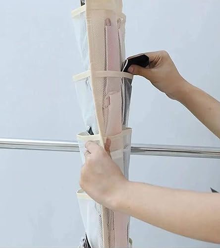 Miniatura 6 de ST-BEST-P Organizador de almacenamiento colgante para brasier y ropa interior, bolsillos de malla, estantes de pared de doble cara, bolsa de ahorro