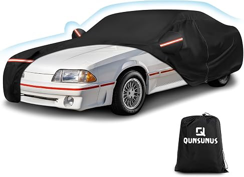 QUNSUNUS Waterproof Car Cover for Ford Mustang 1979-1993 with Cotton Lining