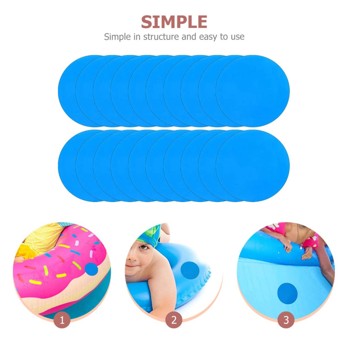 HEMOTON 4 Sätze PVC Schwimmring Reparaturflicken Selbstklebende Reparaturaufkleber Für Aufblasbare Boote Pools Kajaks Und Und Langlebig 20 Stück * 4