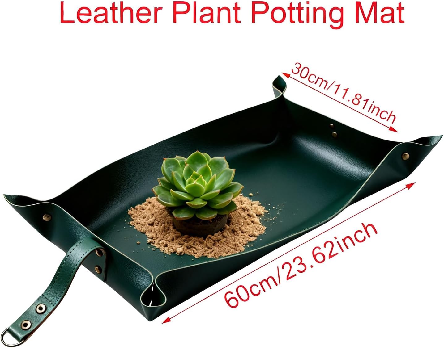 Waterproof Transplanting Mat Leather Plant Repotting Mat,Indoor Succulent Potting Mat,Thickened Foldable Plant Potting Tray and Mess Control mat(11.81 * 23.62inch) (Dark Green)
