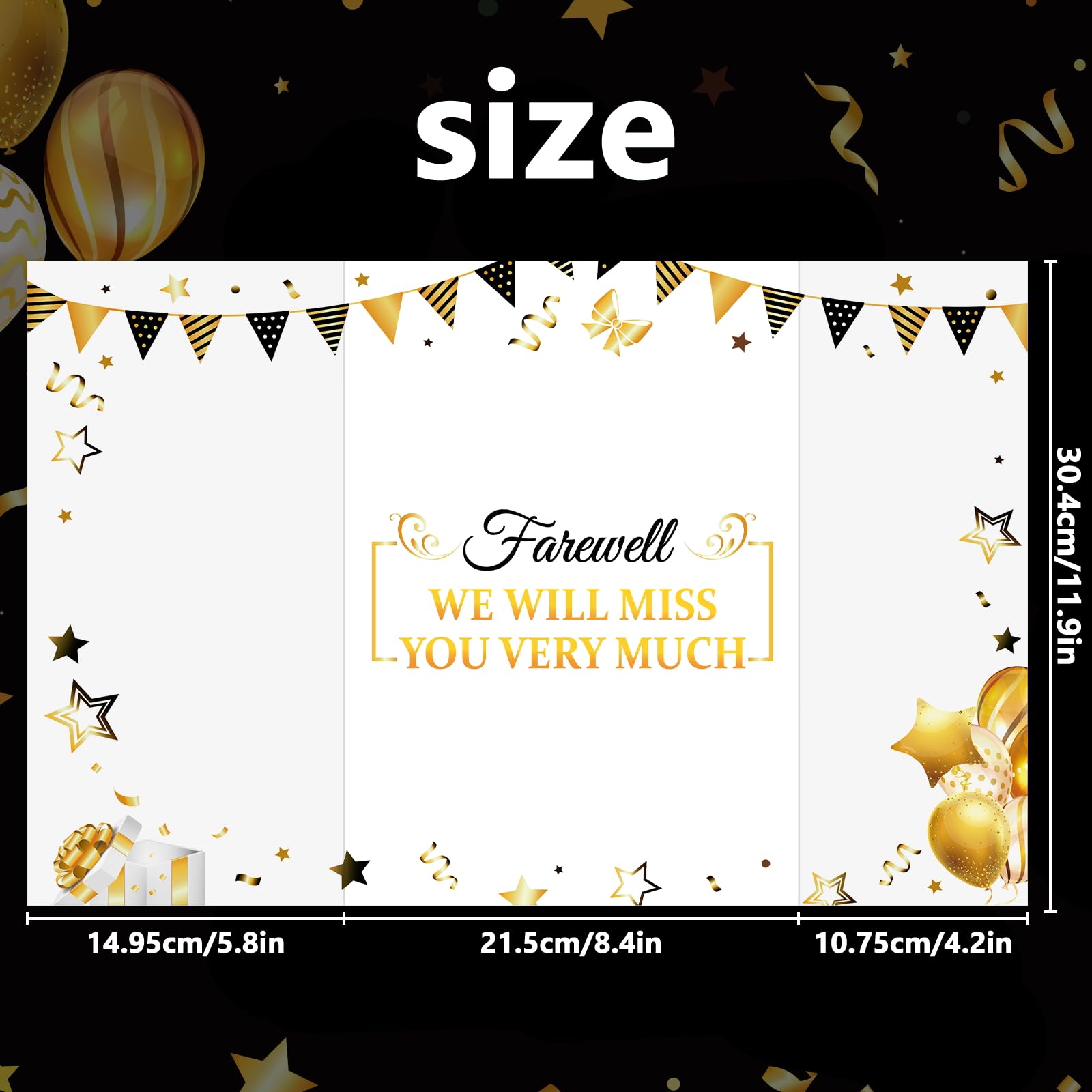 Farewell Guest Book Alternative Retirement Party Decorations Retired Signature Card Congrats Certificate Black Gold We Will Miss You Farewell Party Supplies Going Away Gifts for Men Women Coworkers