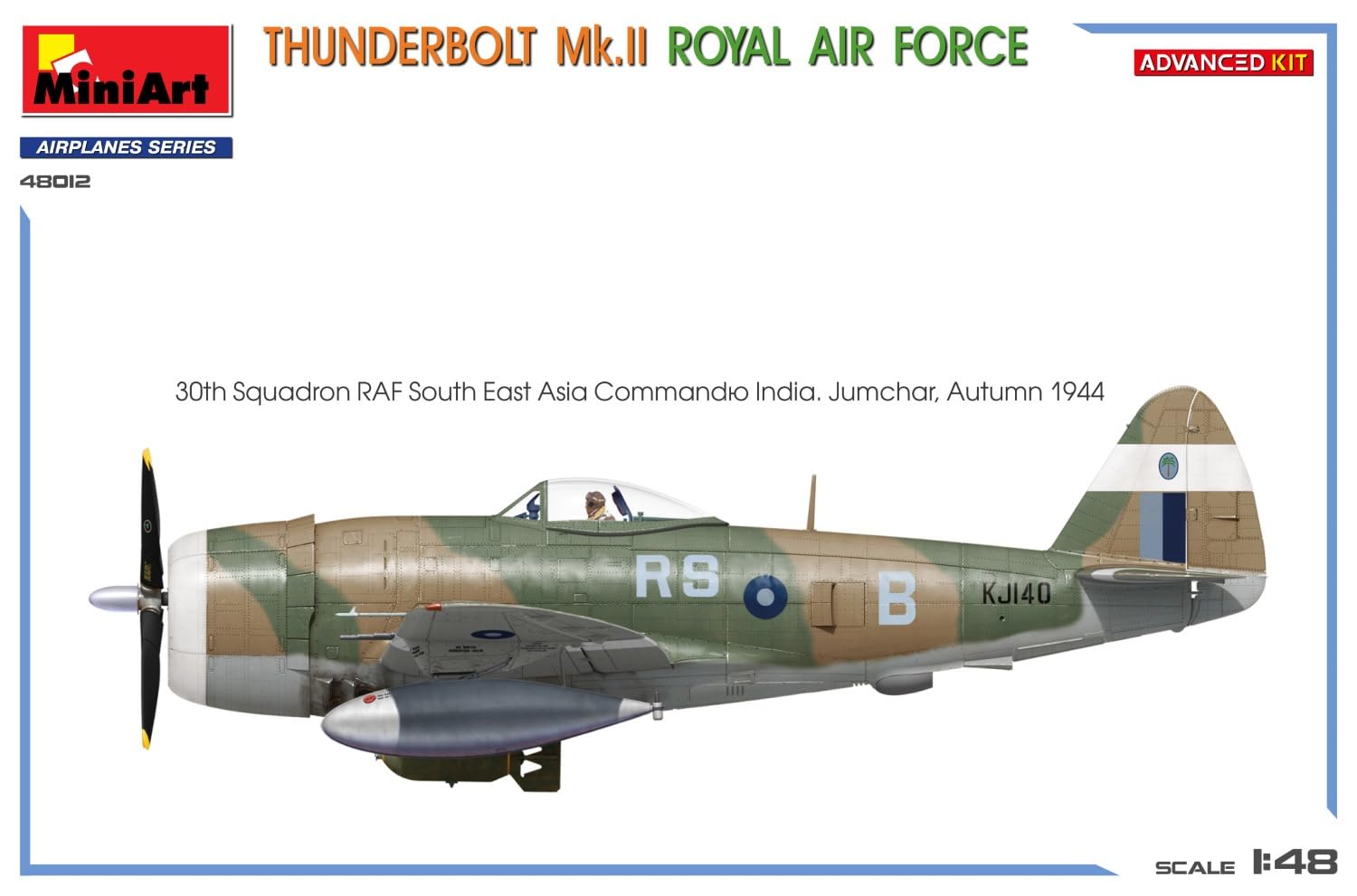 Mini Art 48012 1:48 Thunderbolt Mk. II ADV. Kit - wierna replika, modelarstwo, plastikowy zestaw do budowania, majsterkowanie, hobby, klejenie, zestaw modelarski, montaż, nielakierowany