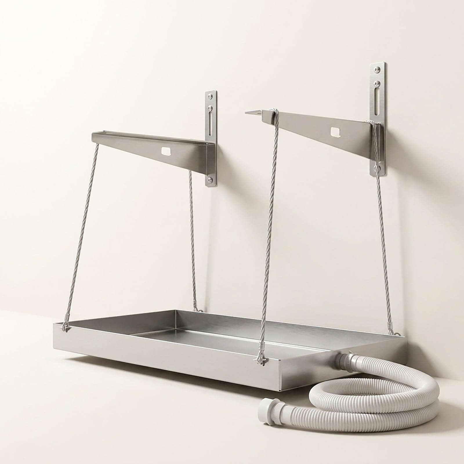 Vaschetta Condensa Condizionatore Inox Vaschetta Raccolta Condensa Universale con Tubo 2M Bacinella di Scarico per Unità Esterna Pompa di Calore 1P 2P(20x10cm)