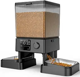 oneisall Alimentador automático para gatos para 2 gatos, dispensador de ração seca para gatos com temporizador de 5L para pequenos animais de estimação em ambientes internos