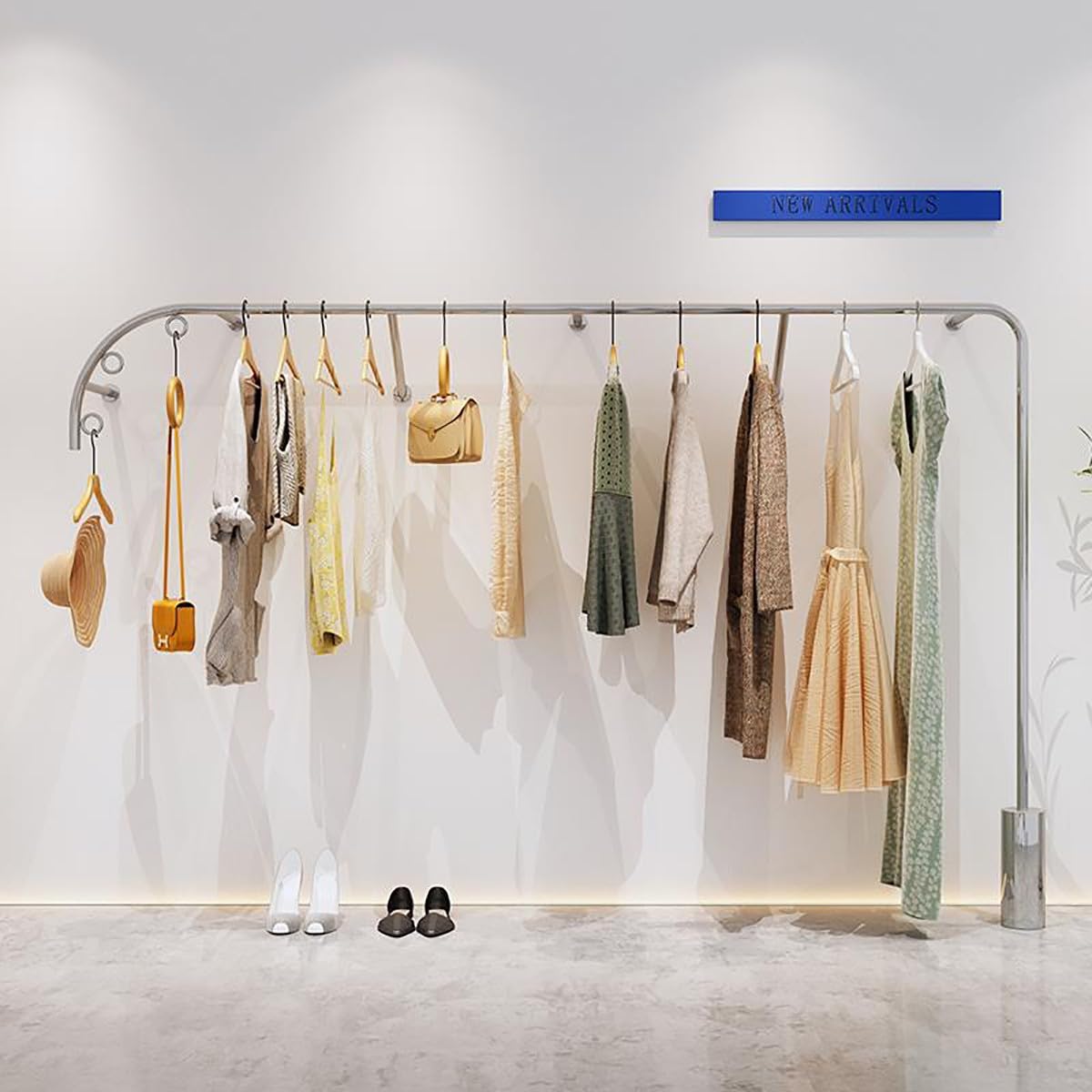 YNBSHGAA Wall Mounted Clothes Rack, Industrial Coat Rack for Clothing Store, Boutique Display Rack, Heavy Duty Metal Rail Organizer,size_name-500cm