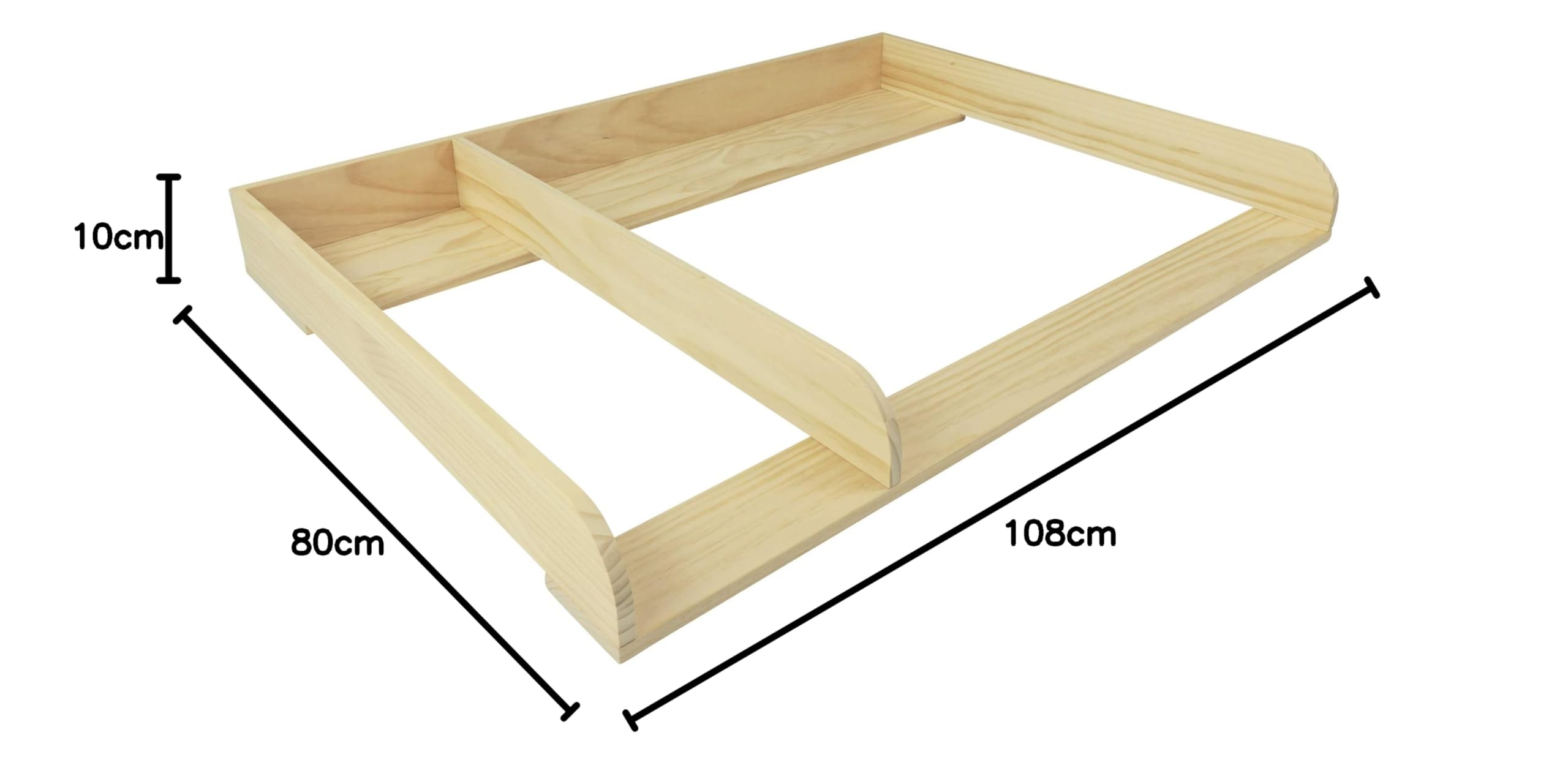 Puckdaddy Wickelaufsatz Pelle – 108x80x10 cm, Wickelauflage aus Holz in Natur, hochwertiger Wickeltischaufsatz mit Trennfach kompatibel mit IKEA Hemnes Kommoden, inkl. Wandbefestigung