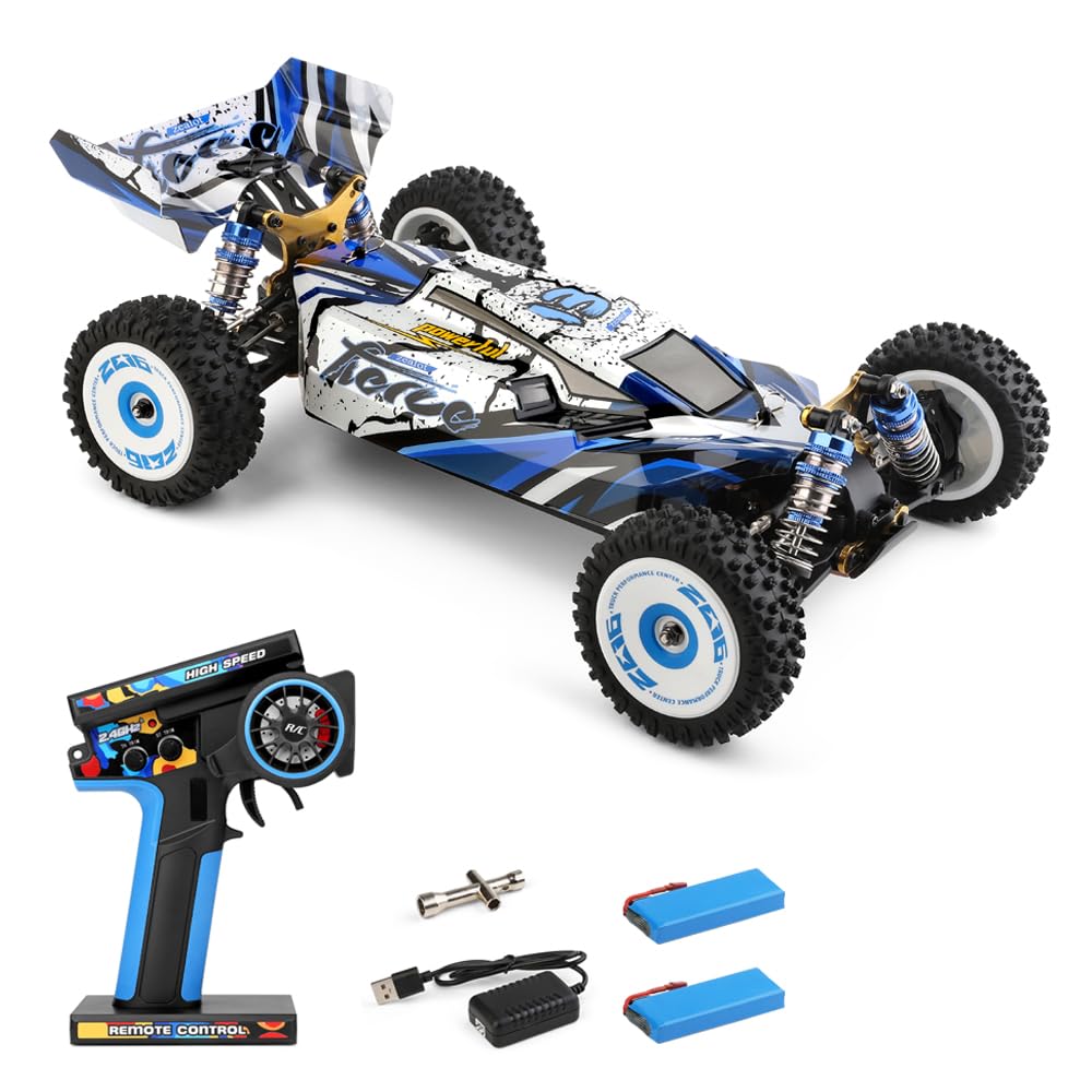 Auto RC ad Alta Velocità per Adulti WLtoys 1/12 Buggy RC Fuoristrada 124017 4WD Auto RC Fast Drift Auto da Corsa Telecomandata Senza Spazzole con 2 Batterie