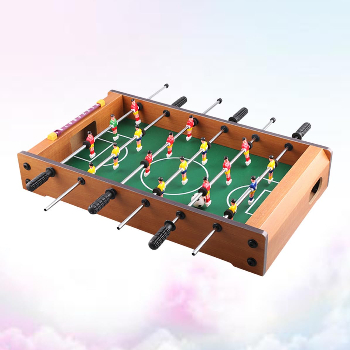 Mini Calcio Balilla da Tavolo in Mdf Sei Aste e Striscia Punteggio, Gioco da Tavolo Portatile e Adulti, per Serate in Famiglia