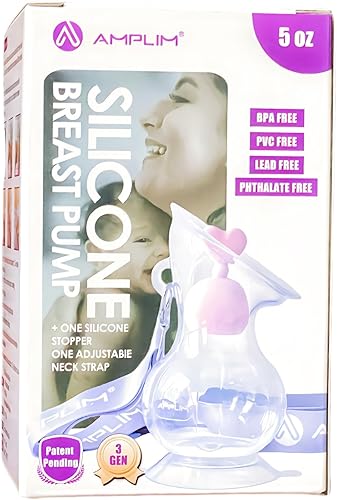 Amplim Extractor de leche manual, recolector de leche de silicona de grado alimenticio Gen 3 para lactancia materna mamá con tapón y cordón,