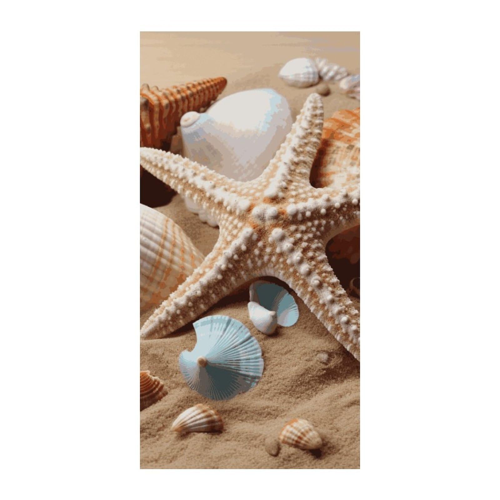 Adfgyerh Style Seashells Starfish Curtains，Polyester Blackout Extra Wide，Door Curtain， 35.4X 70.9 Inch For Temporary Room Dividers Bedroom Living Room，Room Darkening Curtains ，For Doorway Privacy For Wall Hanging