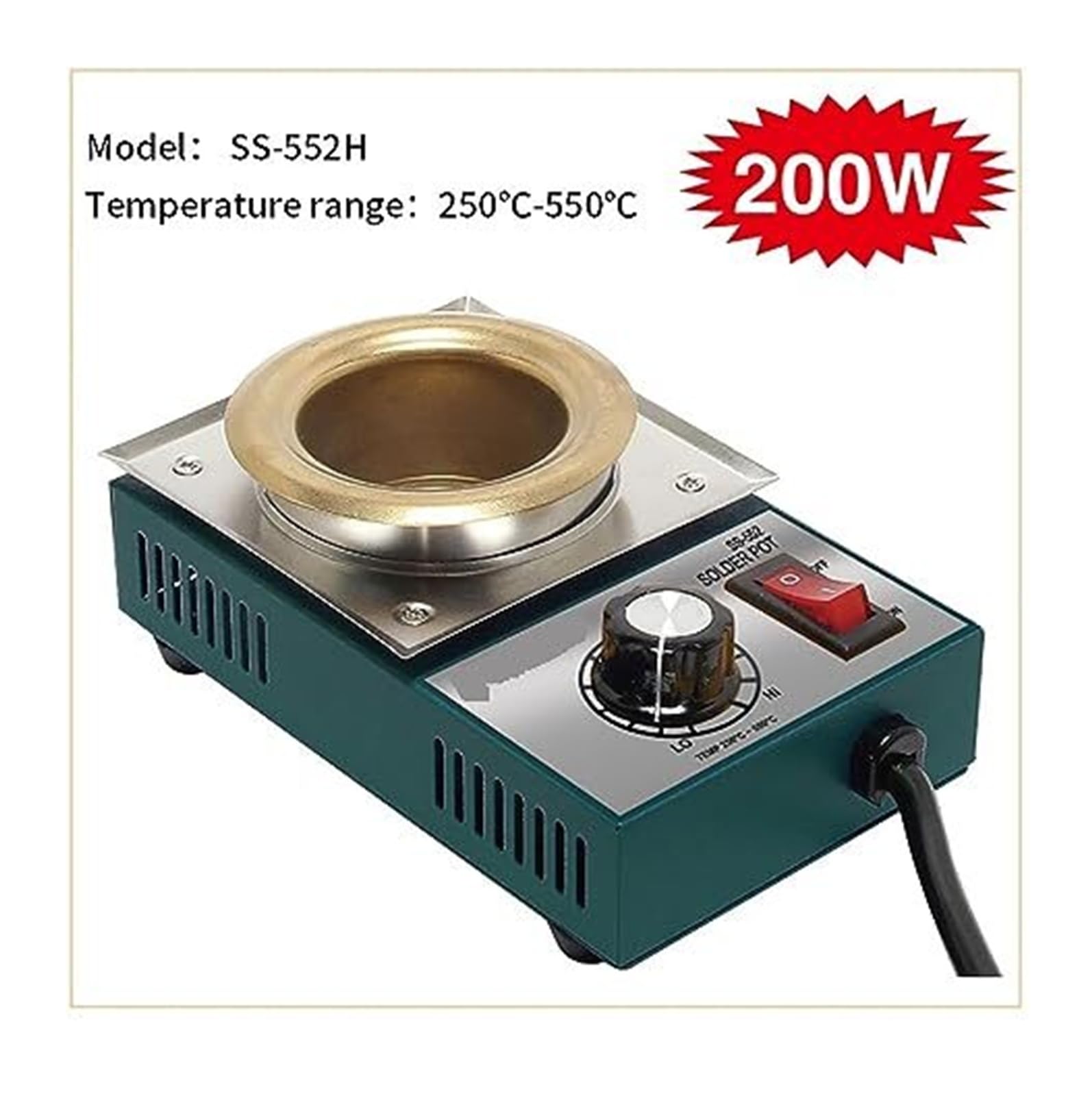 Tygiel lutowniczy, lutownica bezołowiowa z regulowaną temperaturą 150 W 200 250 300 do topienia cyny(Ss-552h 200w)
