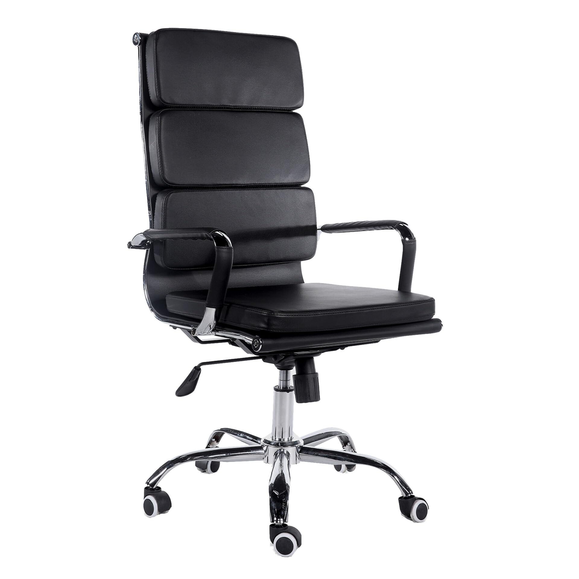 Cribel Poltrona Mito Presidenziale in Finta Pelle Nera con Metallo Cromato, Sistema Basculante e Altezza Regolabile, Design Moderno per Ufficio, Studio e Home Office, 56 x 61 x 117 cm