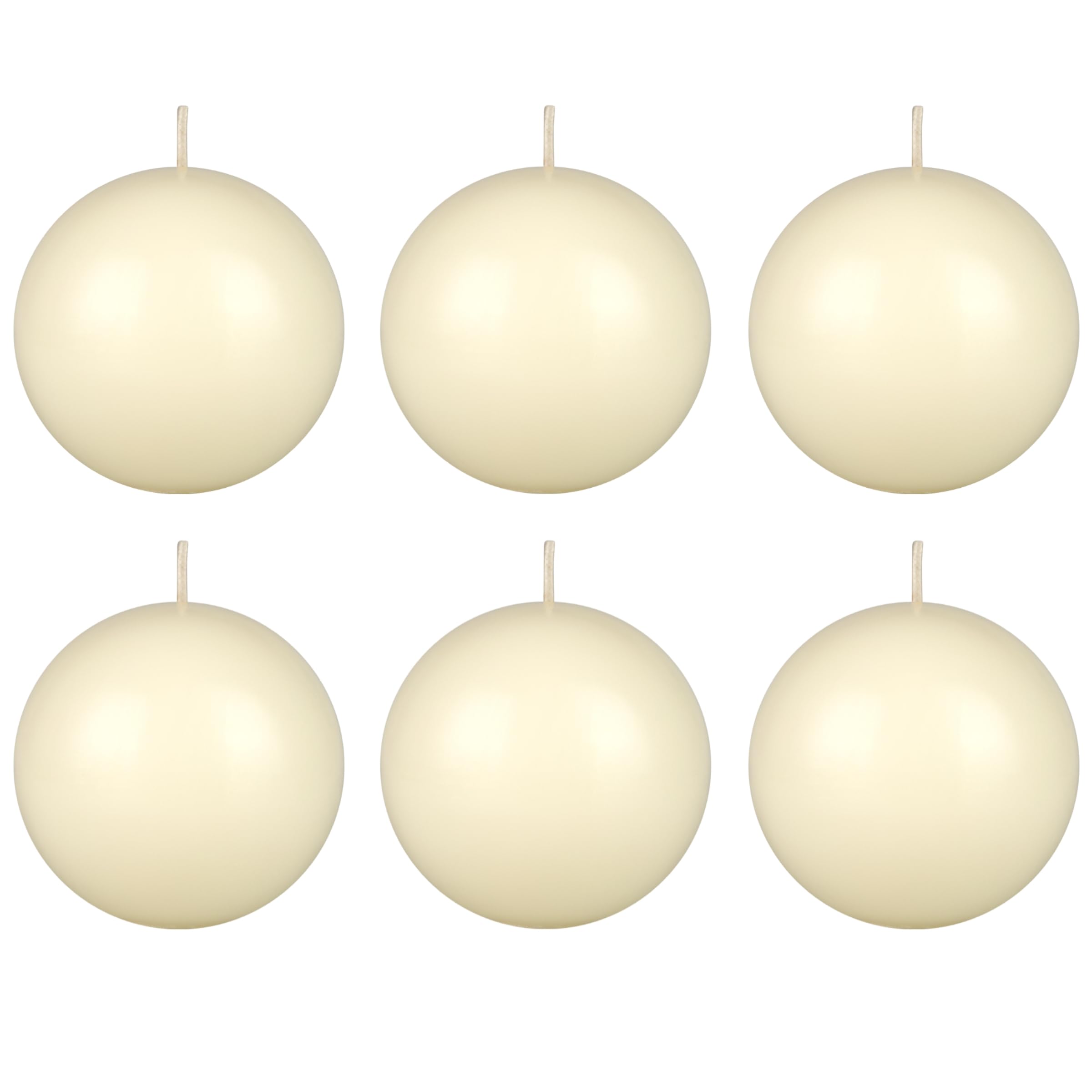 Mega Candles 6 pcs Unscented Ivory Ball Round Candles, Hand Poured Premium Wax Candle 3 Inch x 3 Inch, Home Décor, Wedding Receptions, Occasions, Events, Festivities, Meditations, Relaxation