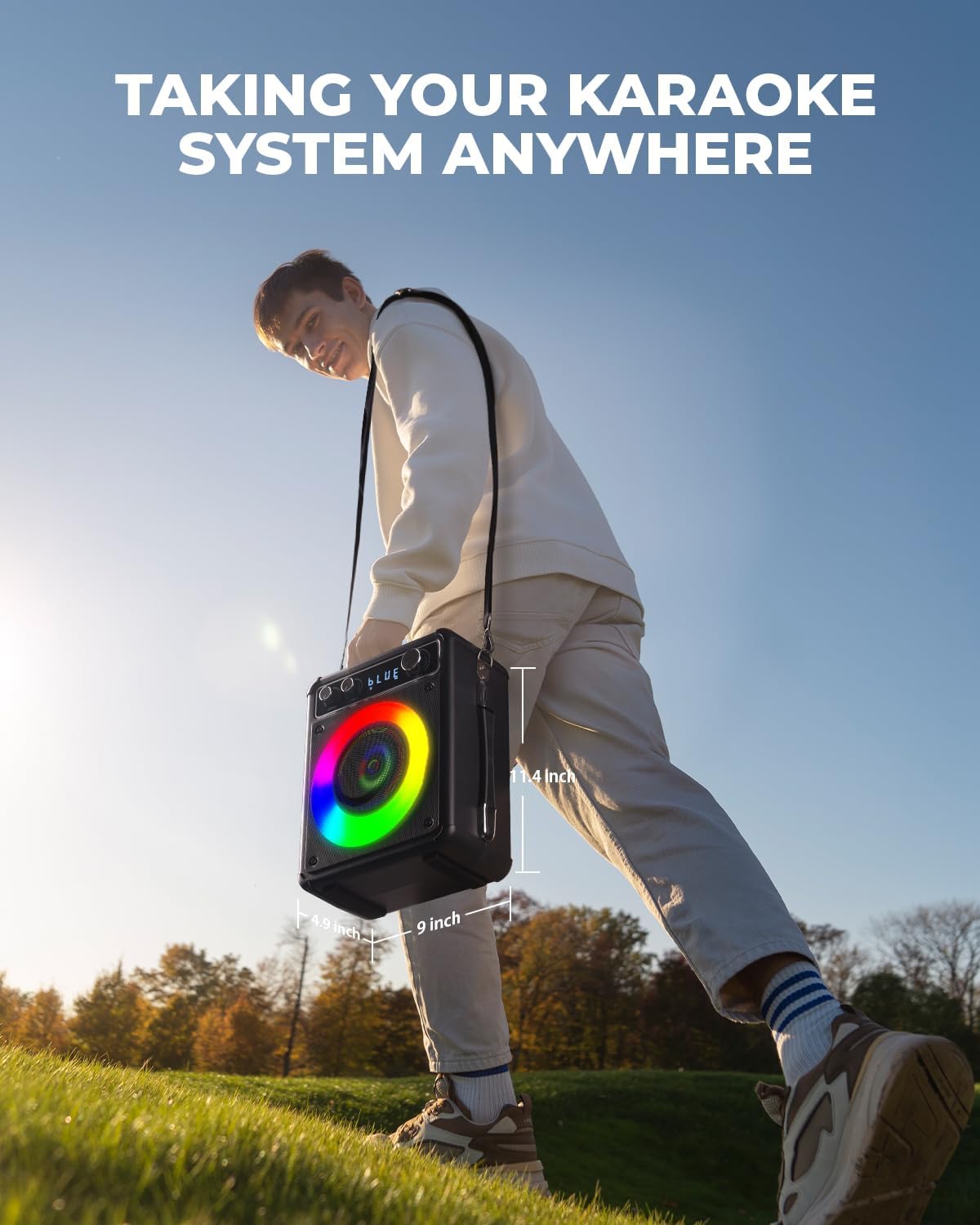 Karaoke, altoparlante portatile Bluetooth con 2 microfoni wireless, sistema PA per adulti e bambini, con luci LED, supporta TWS/REC/FM/AUX/USB/TF per casa, feste, picnic
