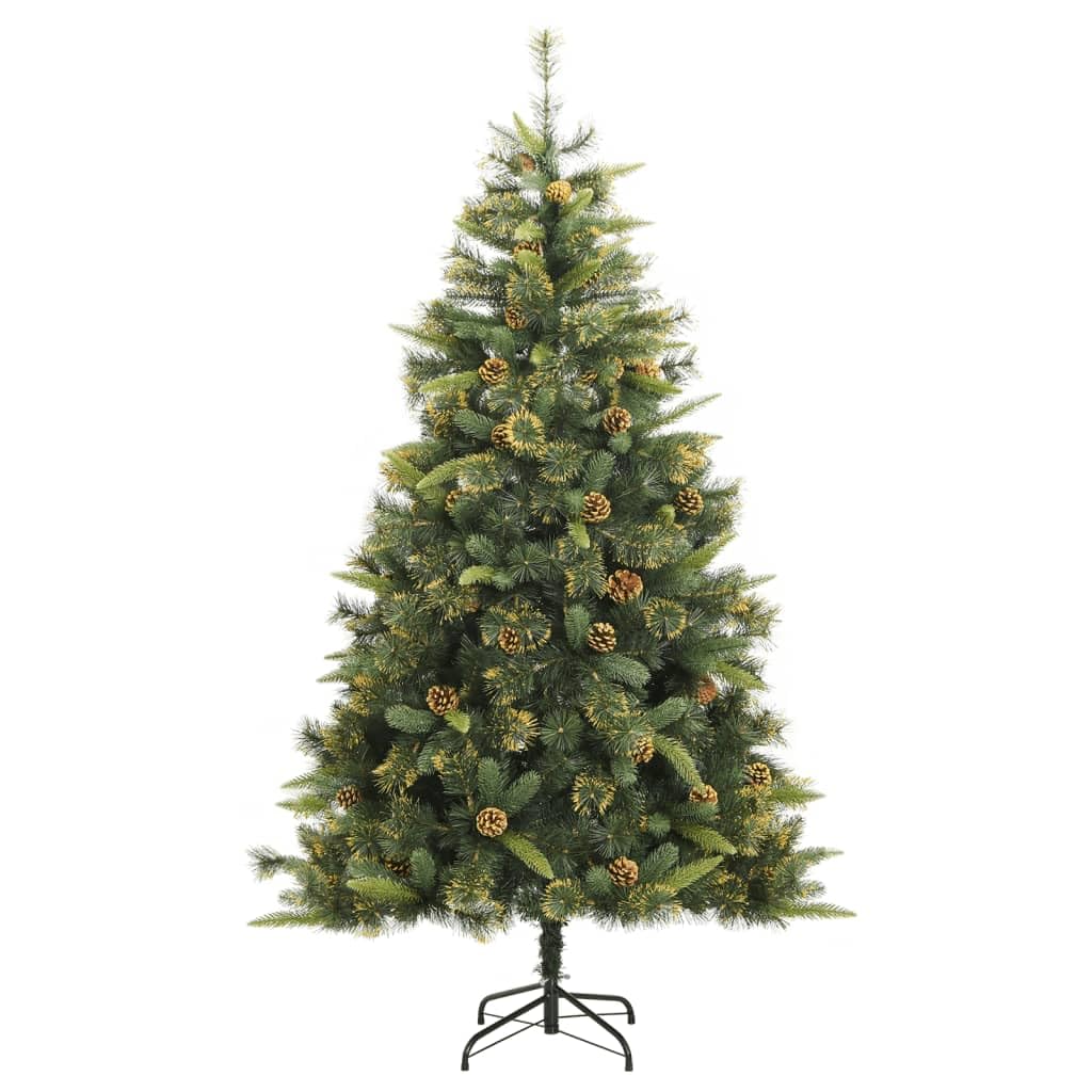 Árbol de Navidad de 240 cm verde con piñas artificiales y estructura de 15.2 kg