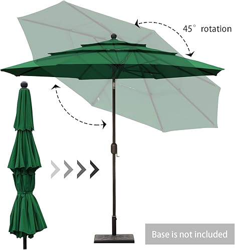 Miniatura 6 de Aoodor Sombrilla de patio de 10 pies, sombrilla de mesa para exteriores, sombrilla de mercado con 3 niveles, verde