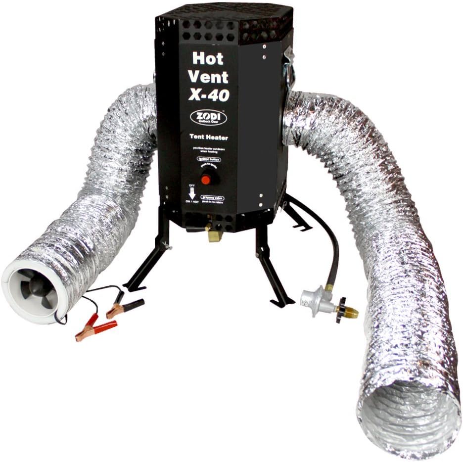 Zodi Outback Gear X-40 Hot Vent Tent Heater, Black