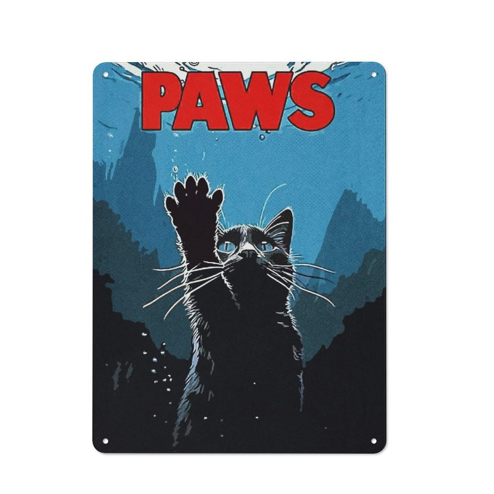 Junmoney Paws Cat Tin Wall Plaque 40X30cm With For Garage Wall, For Collectors Of Retro Metal Wall Decor