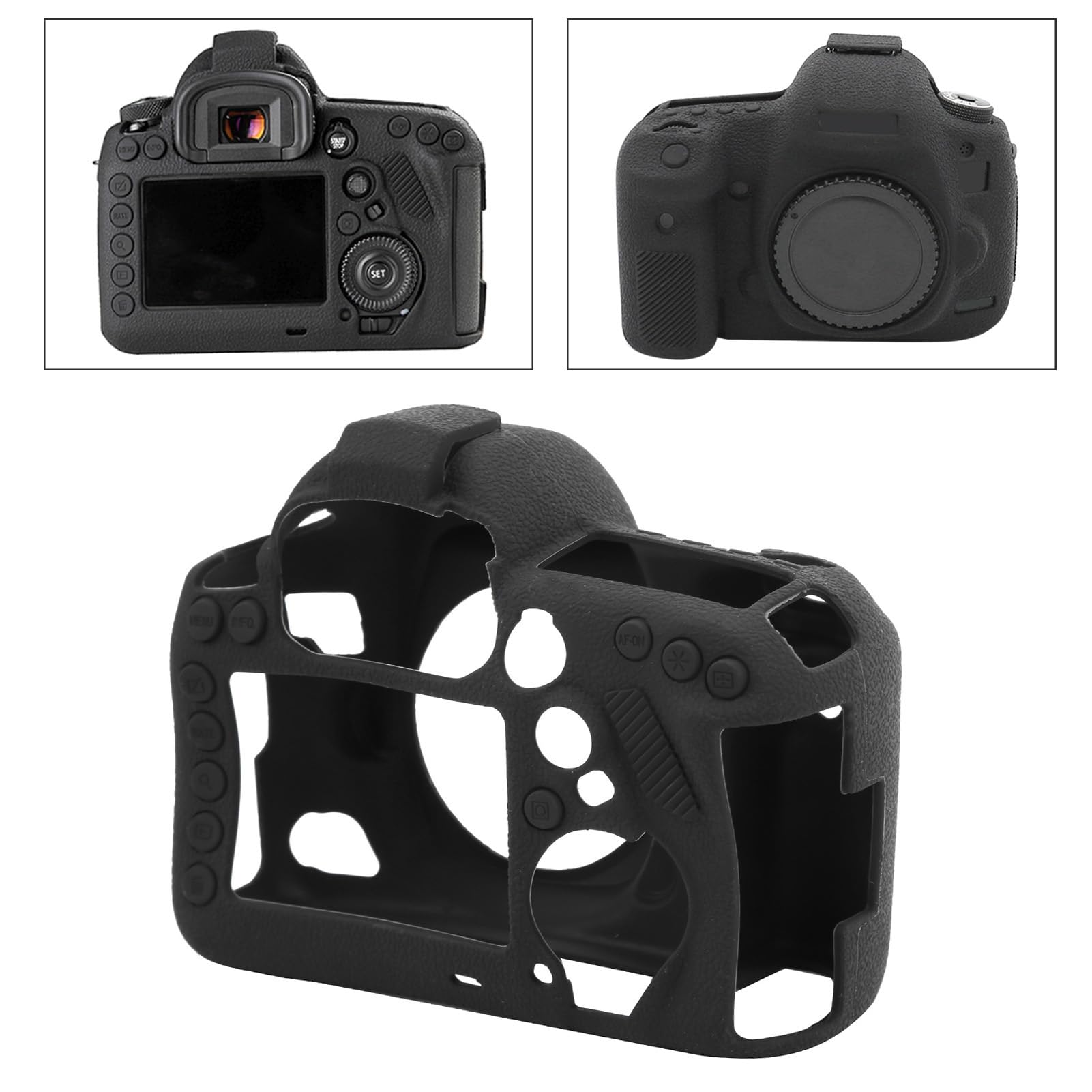 Keenso Custodia in Silicone per Corpo Macchina Fotografica per 5D Mark IV, Borsa Protettiva Morbida e Confortevole per Fotocamera, Pelle Protettiva Nera da 90 Ml per Fotografi