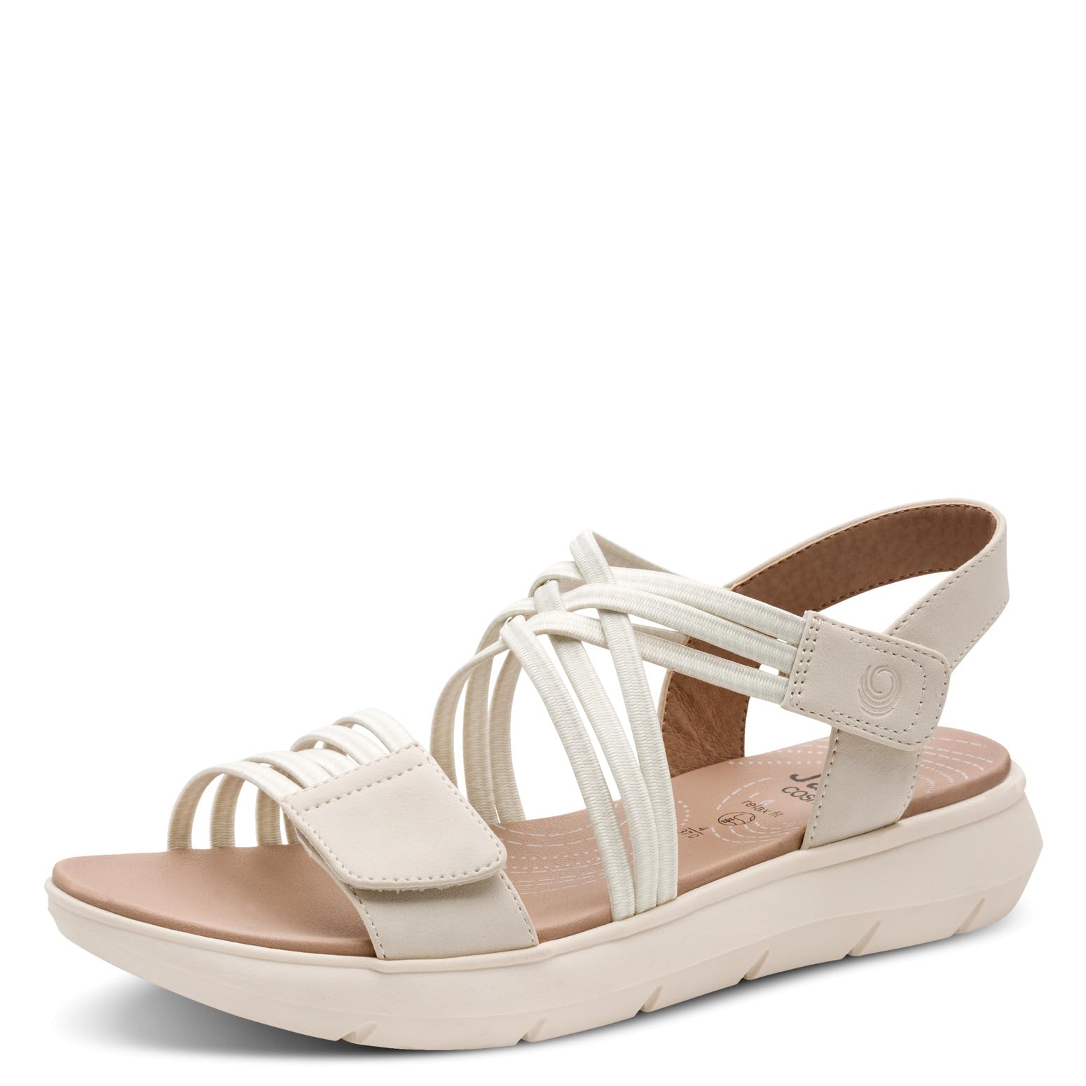 Jana Coshy Women’s Flat Sandals with Velcro Vegan, Beige, 8 UK