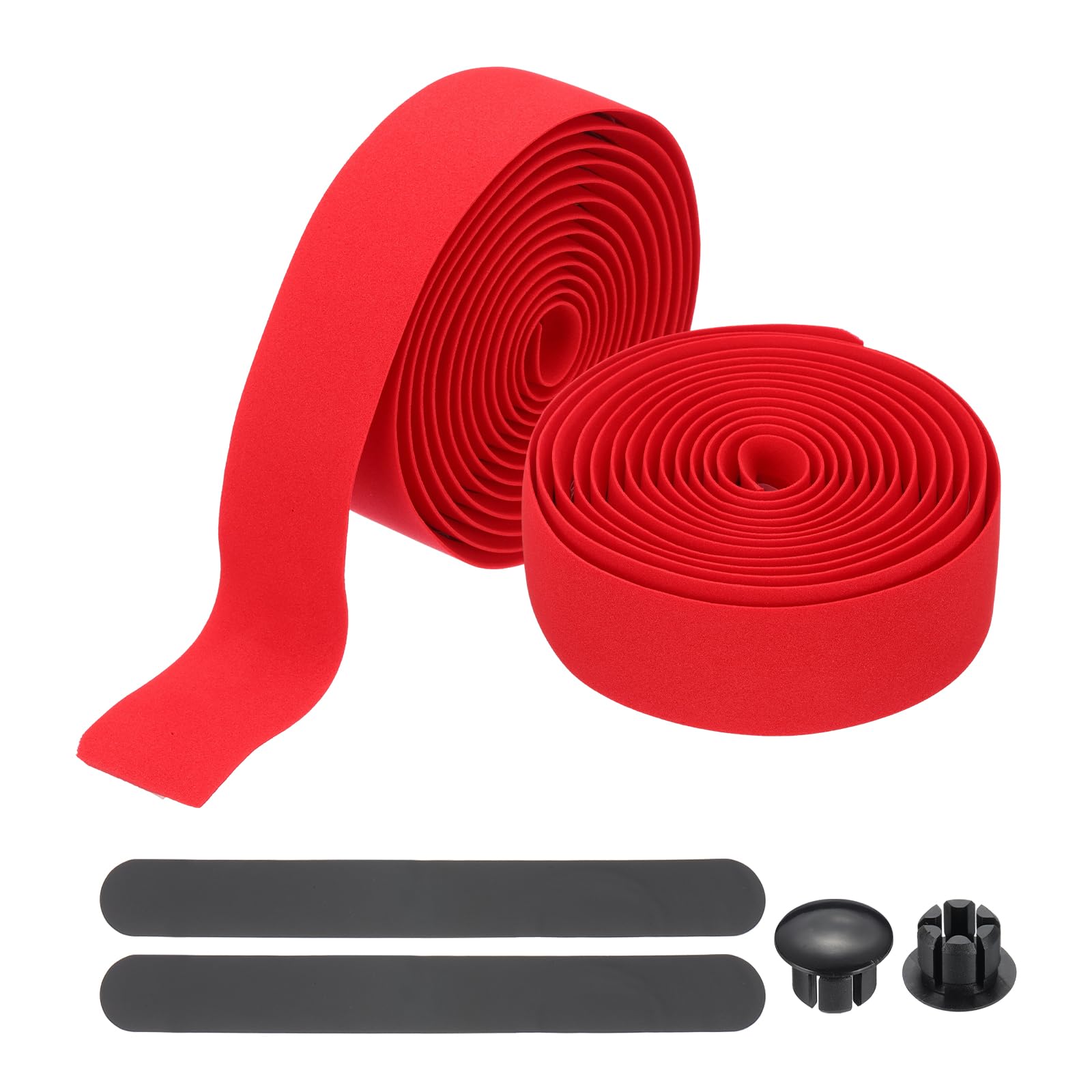 PATIKIL Bike Handlebar Tape, 2 Rolls 6.6 Feet Bike Grip Tape High-Elasticity EVA Foam Cycling Handle Wraps Comfortable Non-Slip Shock Bicycle Wrap with End Plugs for Road Bike, Black-Red