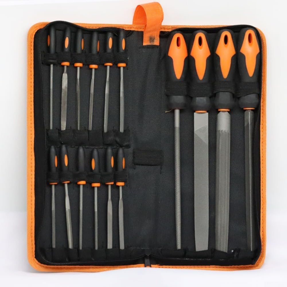 16-Piece File Set with Wood Handle, Rasp Files Metalwork Woodworking, Portable Storage Bag Included, Professional Hand Tool Kit(19pcs)