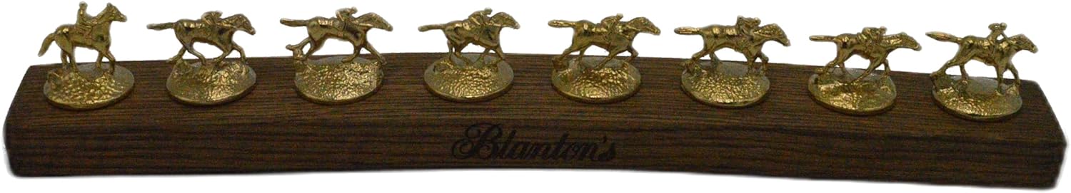 Oak Bourbon Whiskey Barrel Display for Blanton's Bourbon Horse Cork Stoppers in a Walnut Finish