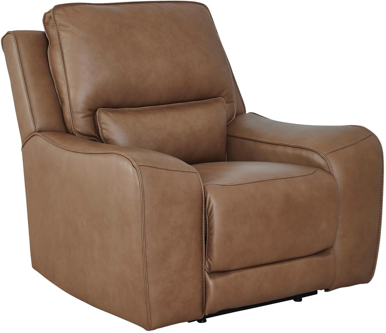 BOWERY HILL Contemporary Leather Power Recliner, Caramel Finish, 45" W x 43" D x 42" H, Top-Grain Leather, Zero-Gravity Recline, USB Port, One-Touch Controls, Metal/Wood Frame, Living Room Armchair