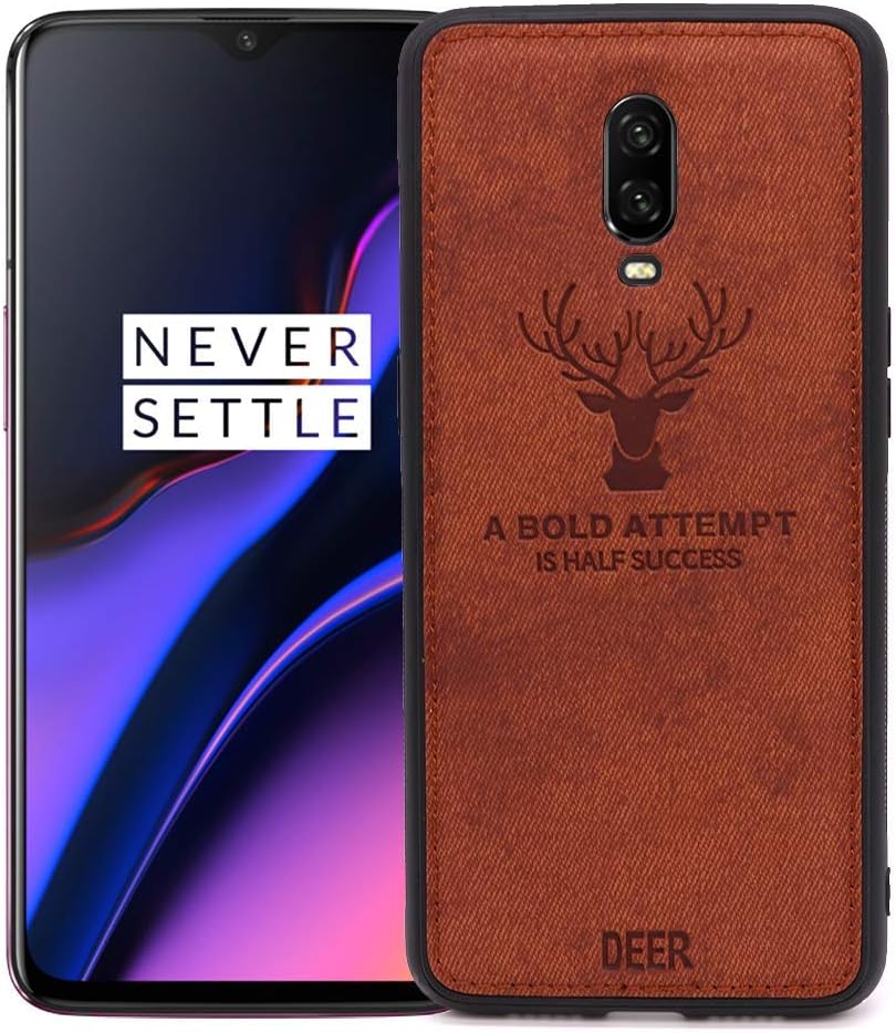 OnePlus 6T Case, Uniquely Designed with Soft Cloth Texture, Scratch Resistant and Anti Slip TPU Case for OnePlus 6T Smartphone [Coffee]