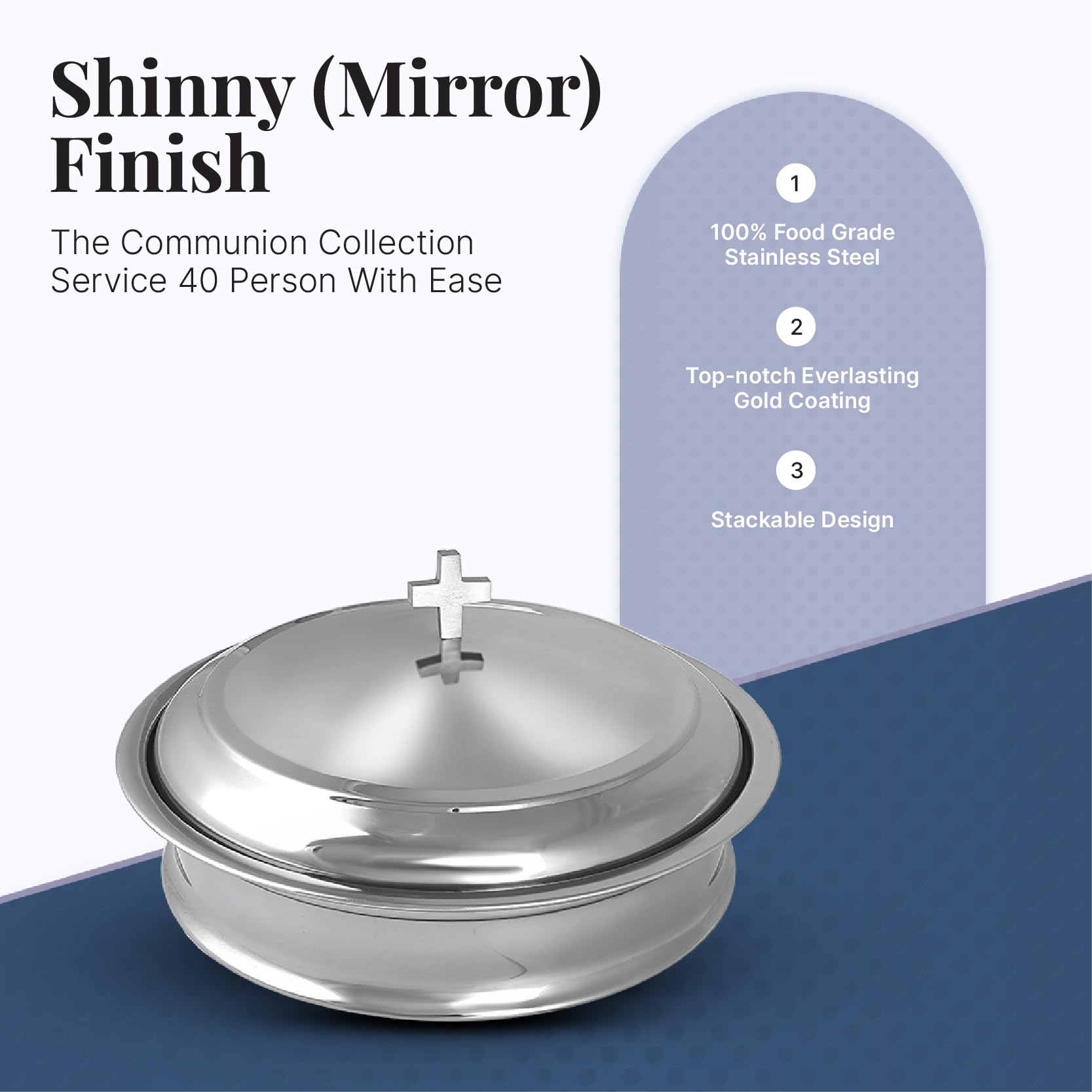 Communion Ware Holy Wine serving tray with a Lid - stainless steel (Mirror/Shiny)