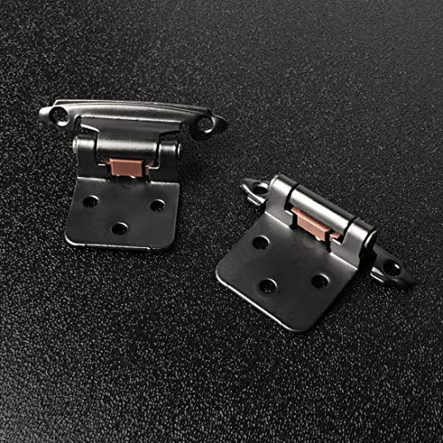 Angstrom 2-Pack Partially Exposed Cabinet Hinges, 180-Degree Self-Closing, Surface-Mount Full Overlay (Black) #TOP3