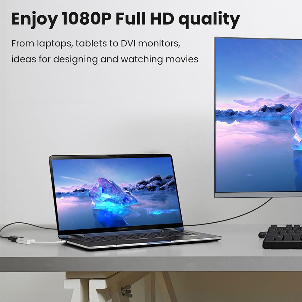 AXFEE Adattatore da USB C a DVI, Adattatore DVI 4K, Compatible Con MacBook Air/i-Pad Pro 2018, MacBook Pro 2018/2017, Samsung Galaxy S10/S9, Surface Book 2 -Argento