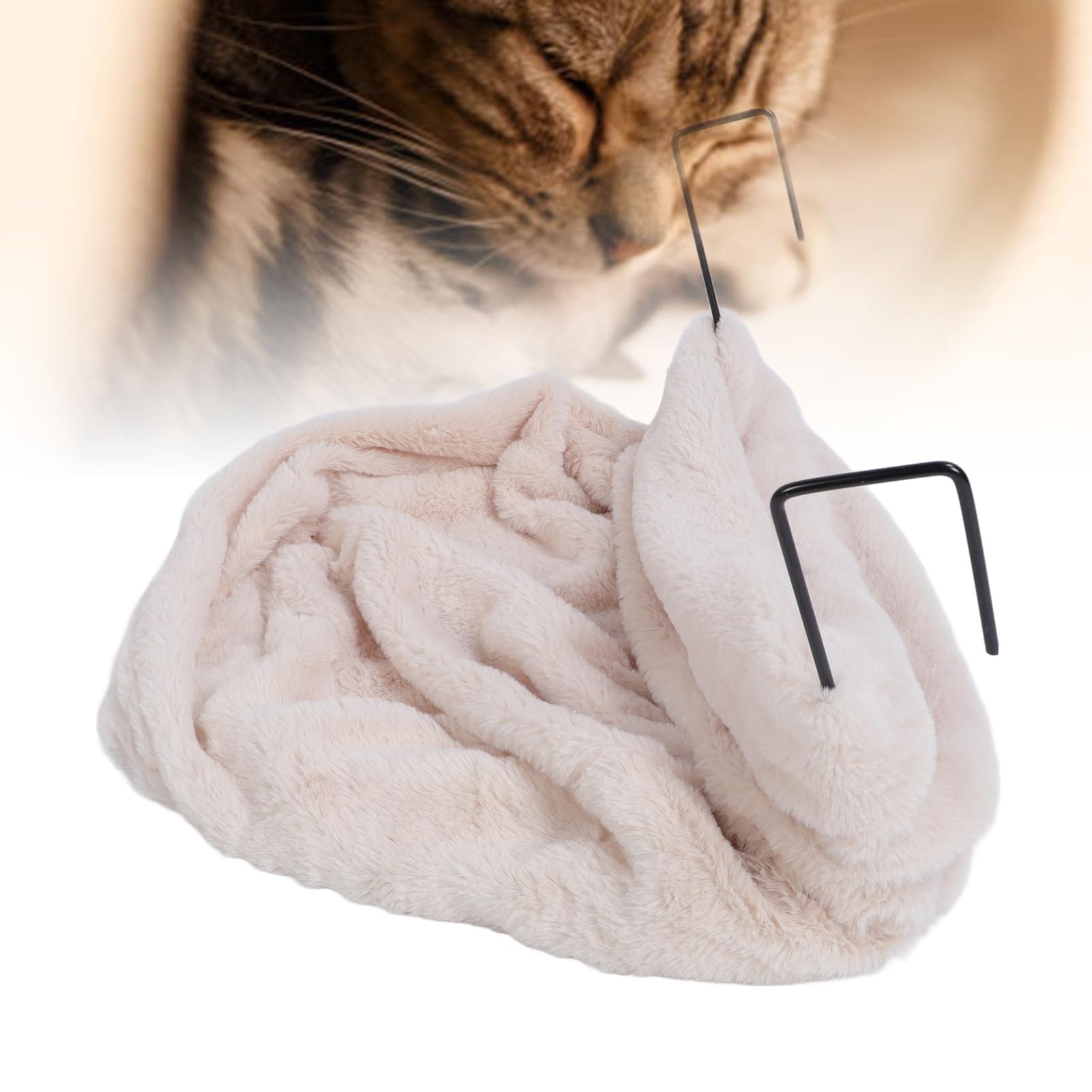 Tnfeeon Cuccia Sospesa per Animali Domestici in Stile Amaca, Culla Accogliente in Peluche per Gatti e Cuccioli, Cuccia Termosifone per Interni per Animali di Piccola Taglia (Beige)