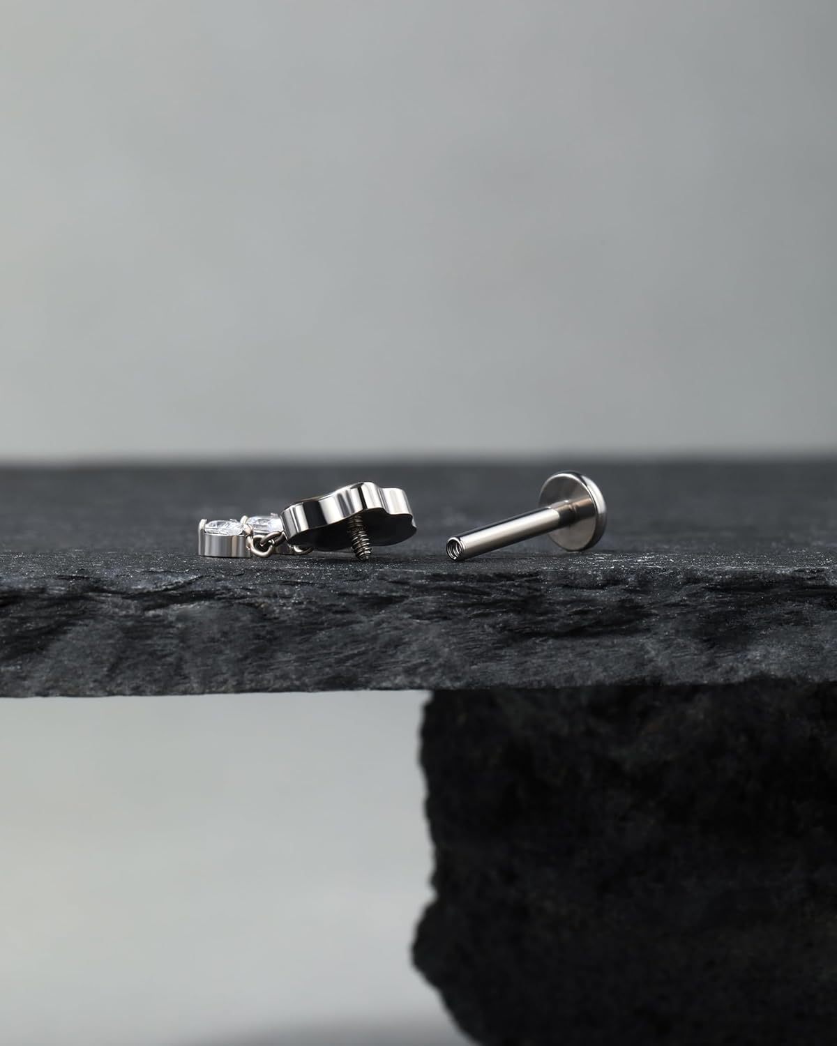 Jewseen G23 Titanium Helix Earrings 16G Cartilage Piercing Jewelry Dangle Flat Back Cartilage Earring Studs Internally Threaded Tragus Conch Piercing Jewelry for Women - Image 6