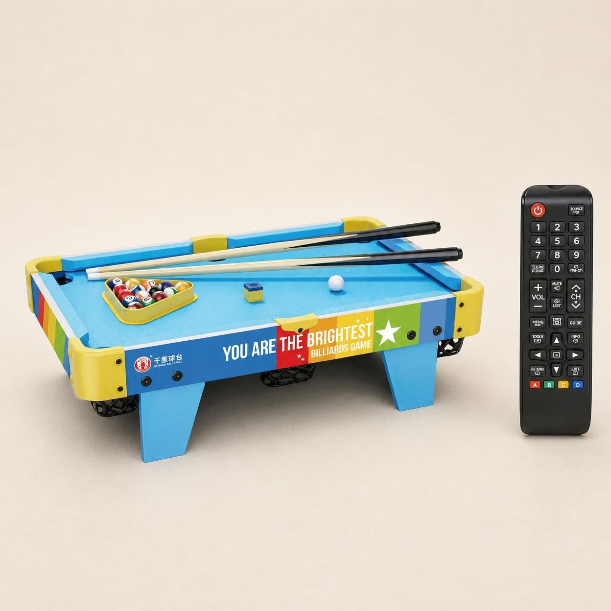 Mini Billard Américain en Bois, Table Multijeux pour Enfants, Jeu Billard avec Queues et Balles, Table Jeu