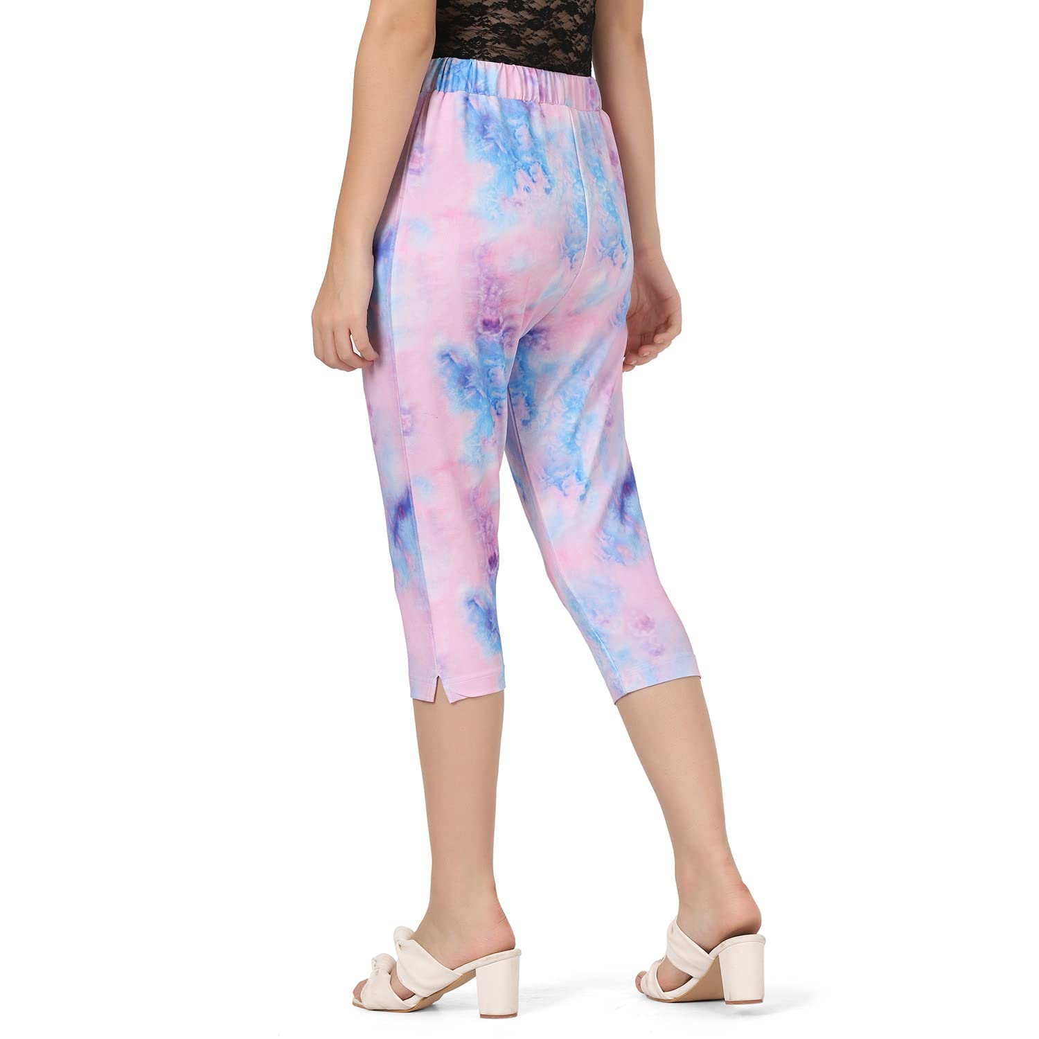 Leriya Fashion Damskie legginsy do łydki do łydki Capri przycięte legginsy bawełna lycra slim fit 3/4 | spodnie