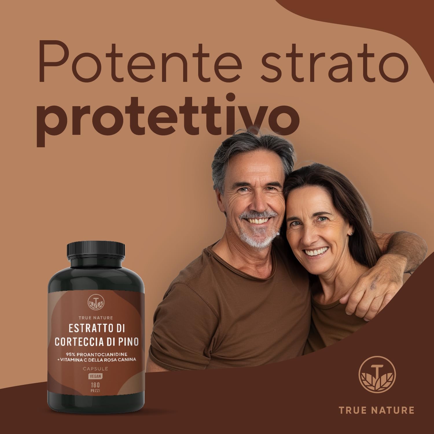 Estratto di corteccia di pino 660mg - 180 Capsule Alto dosaggio - Vitamina C naturale - 32% OPC - Premium pino marittimo francese - Testato in laboratorio - TRUE NATURE®