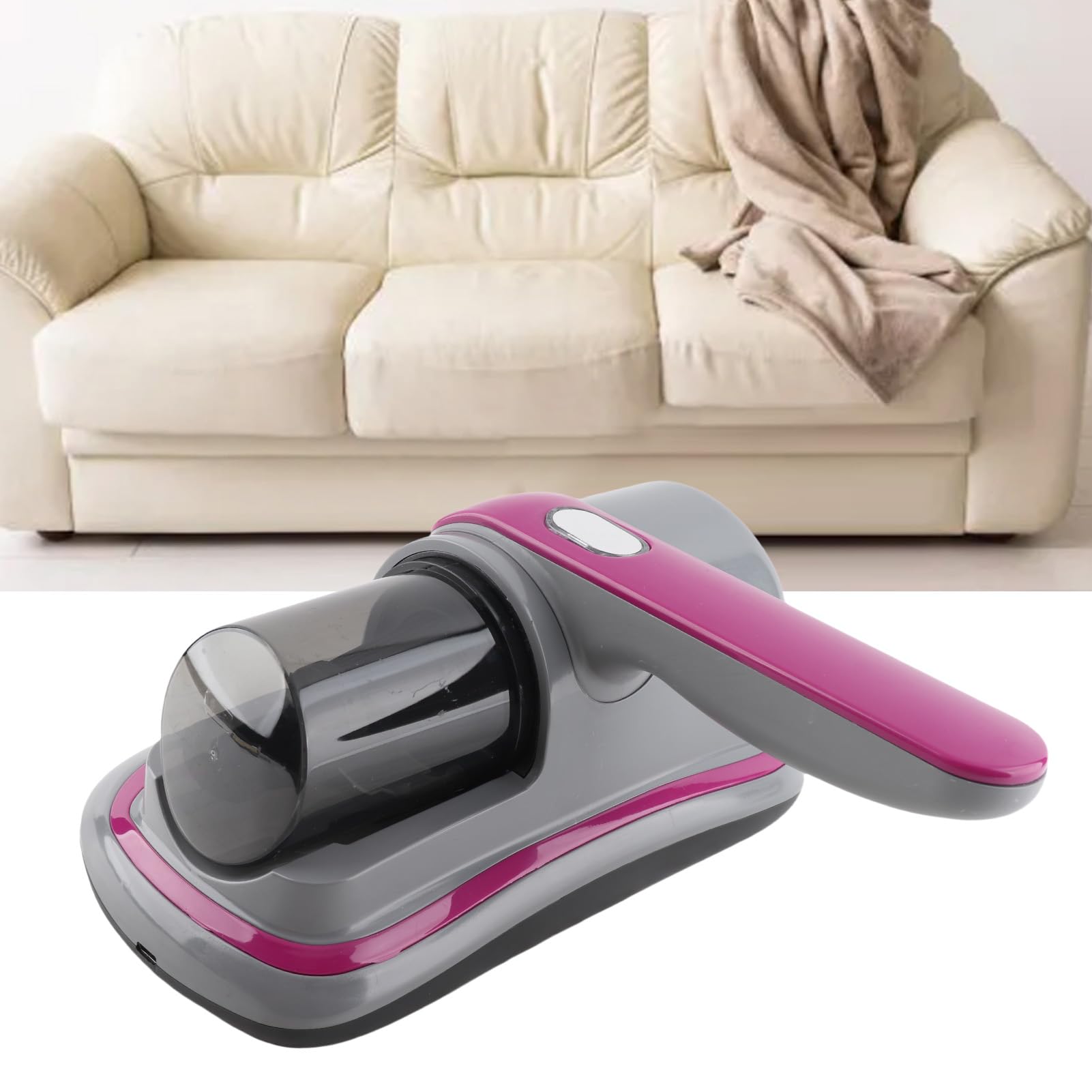Dpofirs Limpiador de Cama UV 10000Pa, Aspirador de Colchón de Mano Inalámbrico Removedor de ácaros UV Máquina de Limpieza para Almohadas Sábanas Sofás Peluches