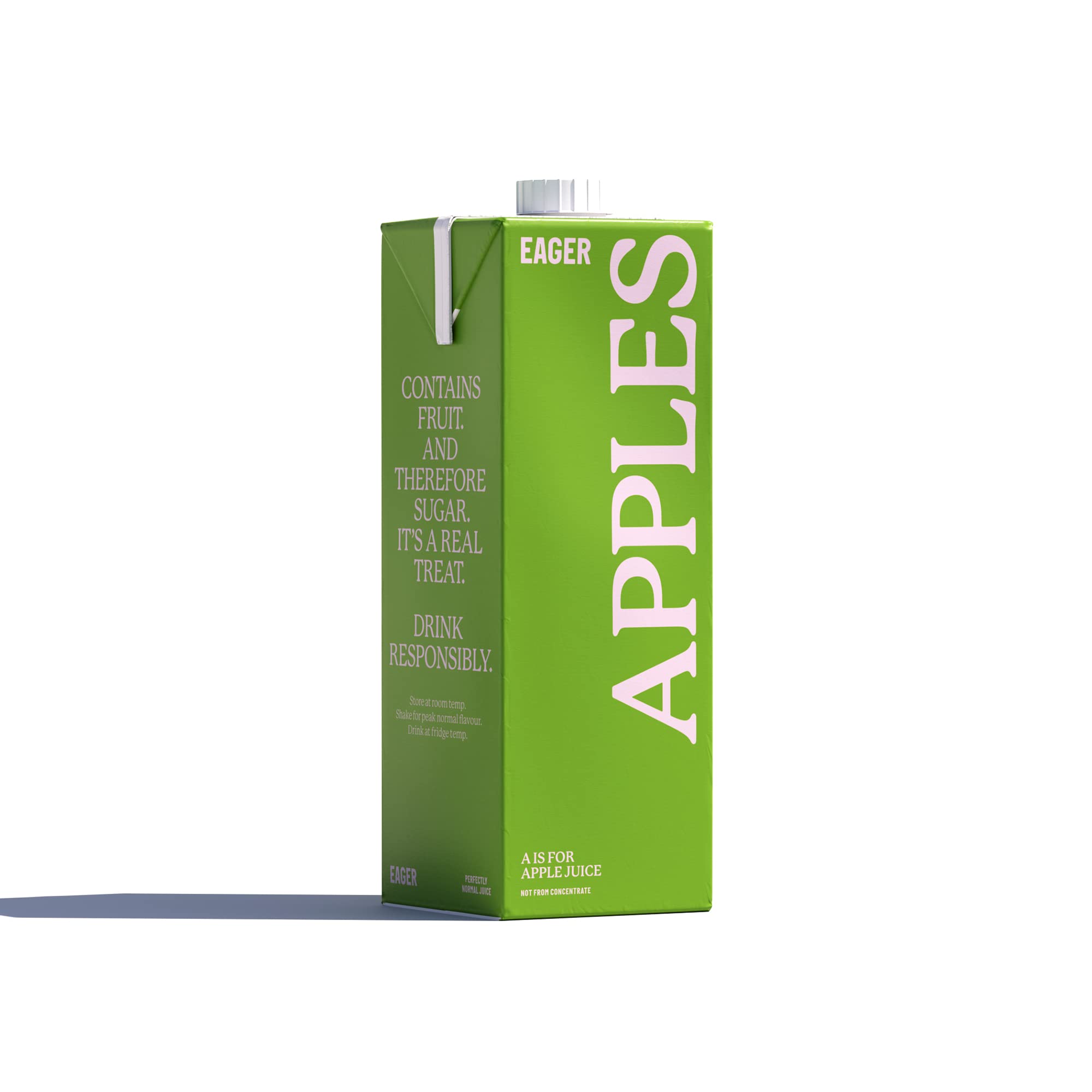 Eager Apple Juice 100% Pressed, Refreshing Fruit Drink, NFC Not From Concentrate, Single Carton 1 x 1 Litre