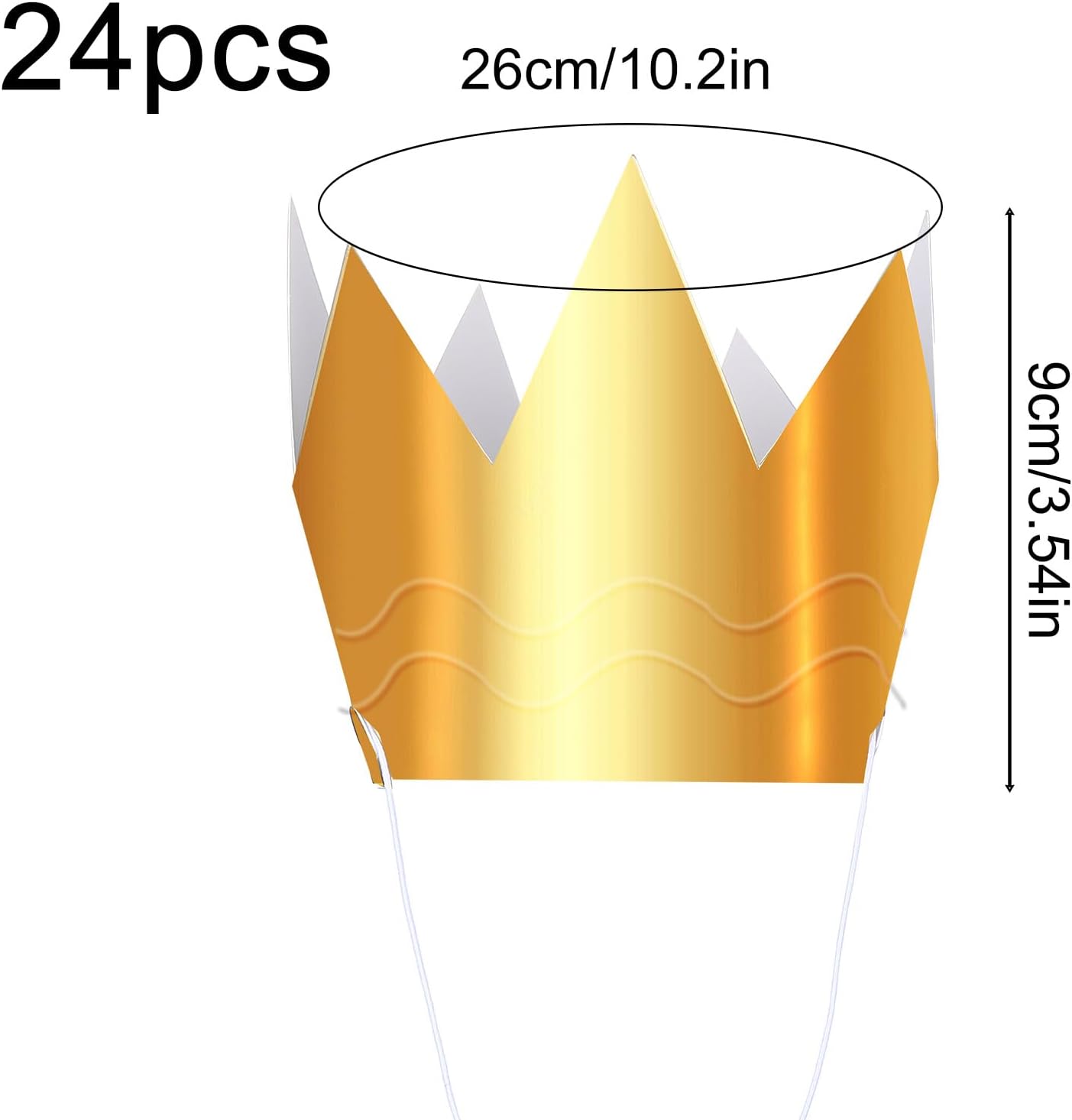 24 Pcs Mini Paper Crowns Gold Crown Hats with Elastic Strap Gold Party Hats Paper King Crown Hat for Party Supplies Birthday Photo Props