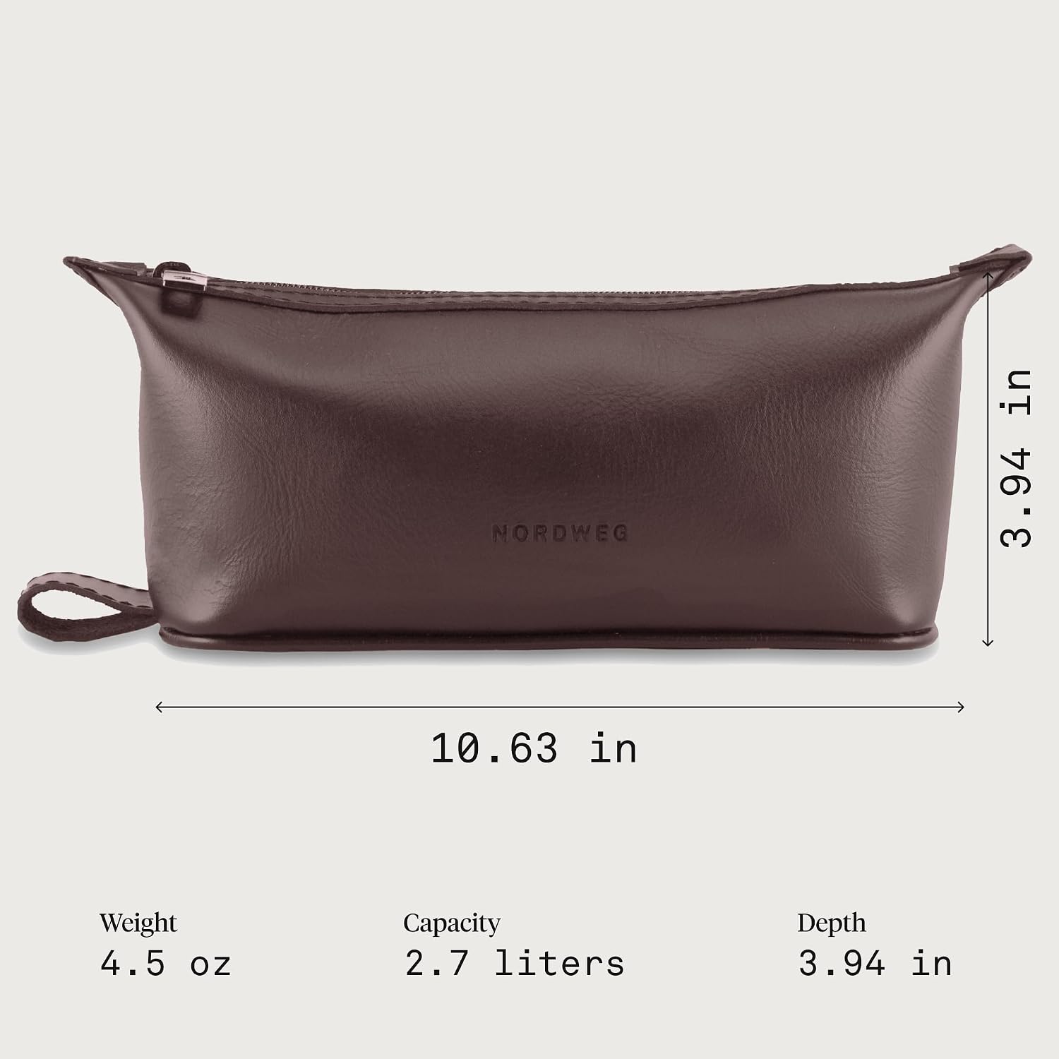Nordweg Nomad Leather Toiletry Bag NW084 – Waterproof Lining, Compact Travel Dopp Kit with Hanging Strap (Brown) image 3