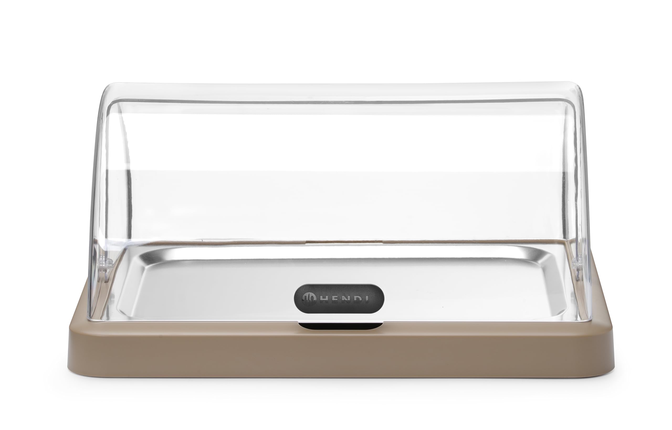 HENDI Espositore buffet refrigerante UNIQ 1 ripiano, Beige | Base e coperchio scorrevole roll-top in ABS, vassoio in acciaio inox, accumulatori di freddo, 460x355x(H)220mm