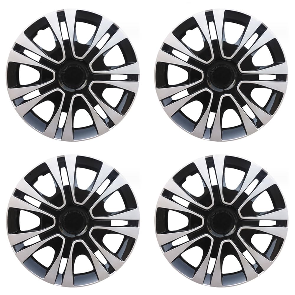 Black with Silver Hubcap Wheel Cover Replacement Kit 13" Hub Caps Wheel Rim Cover Car Exterior Accessories Pack of 4, 13 Inches