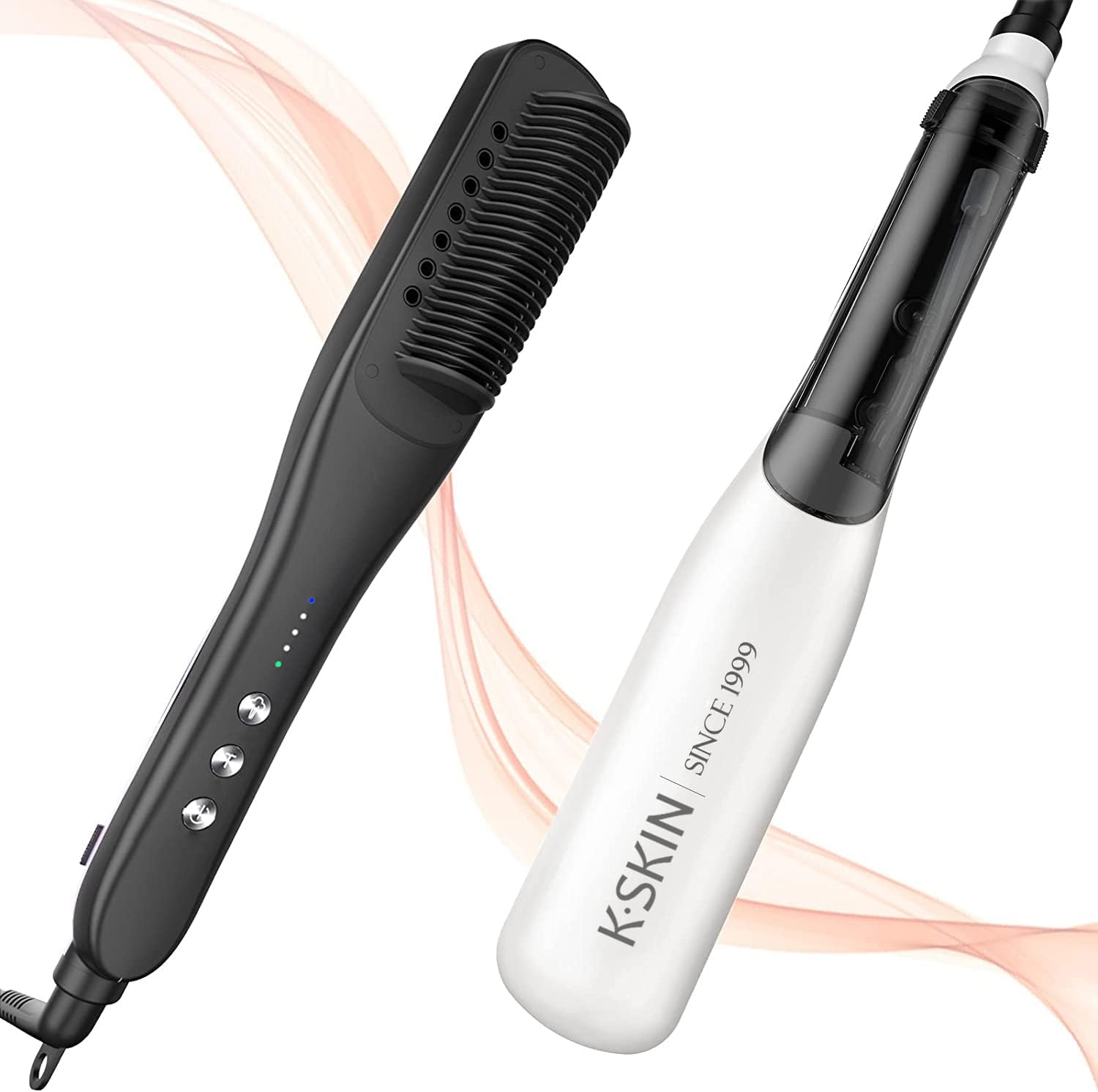 Hair Steam Straightener, PTC Three Level Intelligent Constant Temperature Control Steam Hair Straighteners Brush,Vapor Steam Comb Straightening Electronic Styler Tool,KD880 White