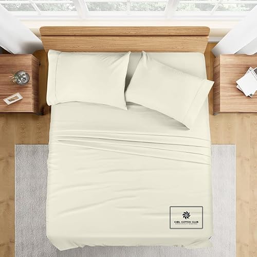 Juego de sábanas de algodón Pima peruano de 1000 hilos, tamaño King, 4 piezas, se adapta a bolsillos de hasta 18 a 21 pulgadas de profundidad