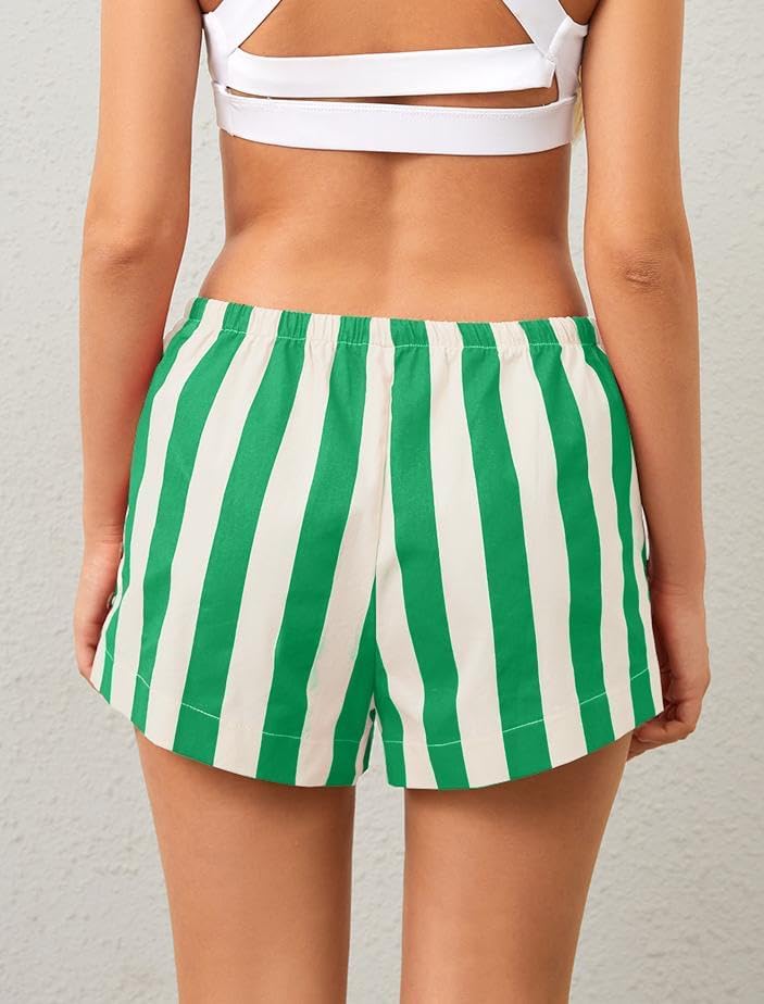 Womens Striped Boxer Shorts Casual Wide Leg Drawstring Low Rise Elastic Waist Pajama Lounge Pj Sleepwear - Image 6